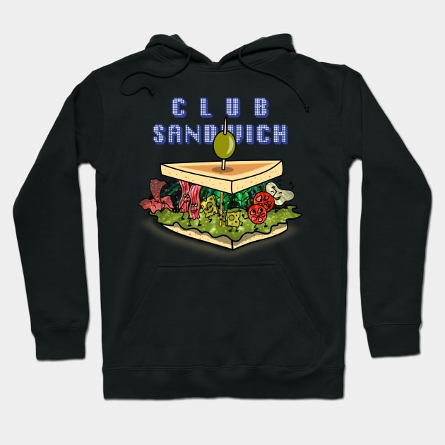 Club Sandwich Cute Funny Original Food Party Cartoon Hoodie by Originals By Boggs